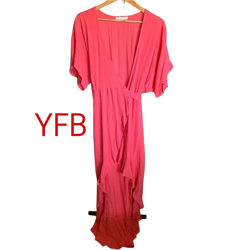 Women's Pink Wrap Maxi Dress